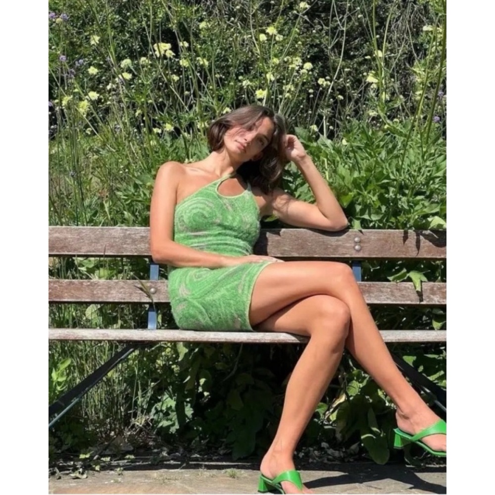 House of Sunny Hot Springs Hockney Mini Dress in Grass, Small, NWT - Picture 3 of 11